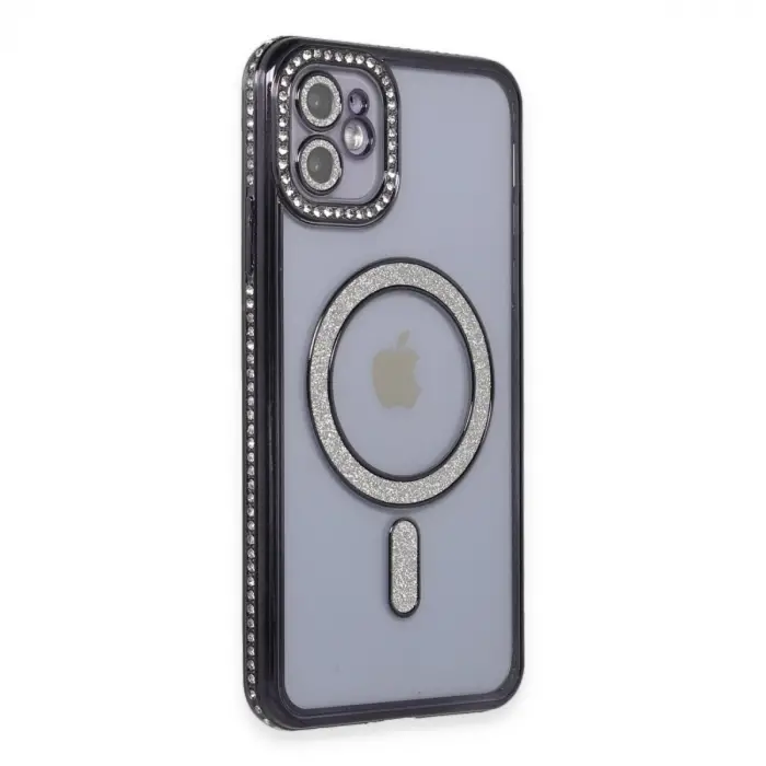 iPhone 11 Kılıf Joke Simli Magneticsafe Kılıf - Siyah