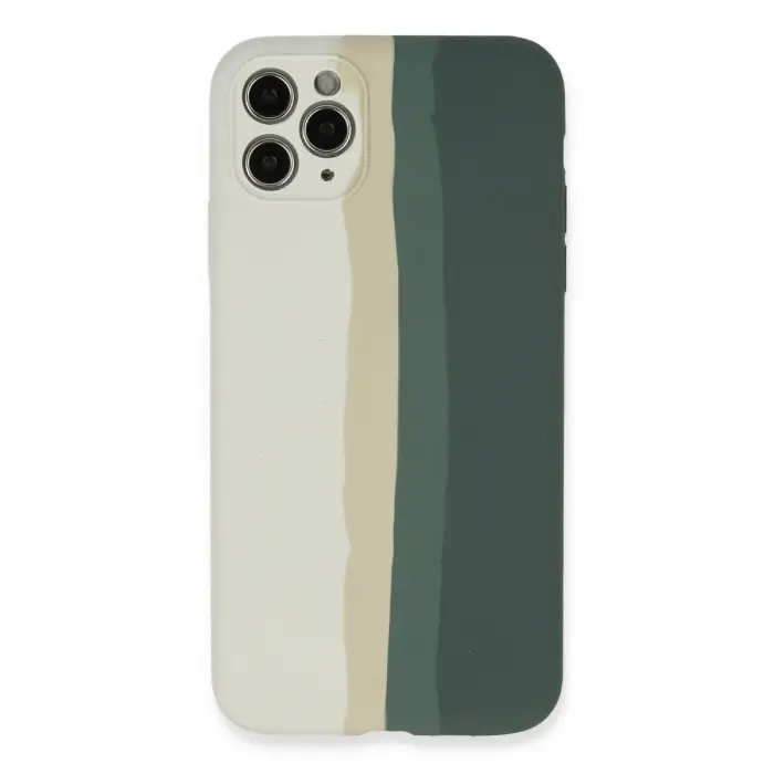 iPhone 11 Pro Kılıf Ebruli Lansman Silikon - Beyaz-Gri