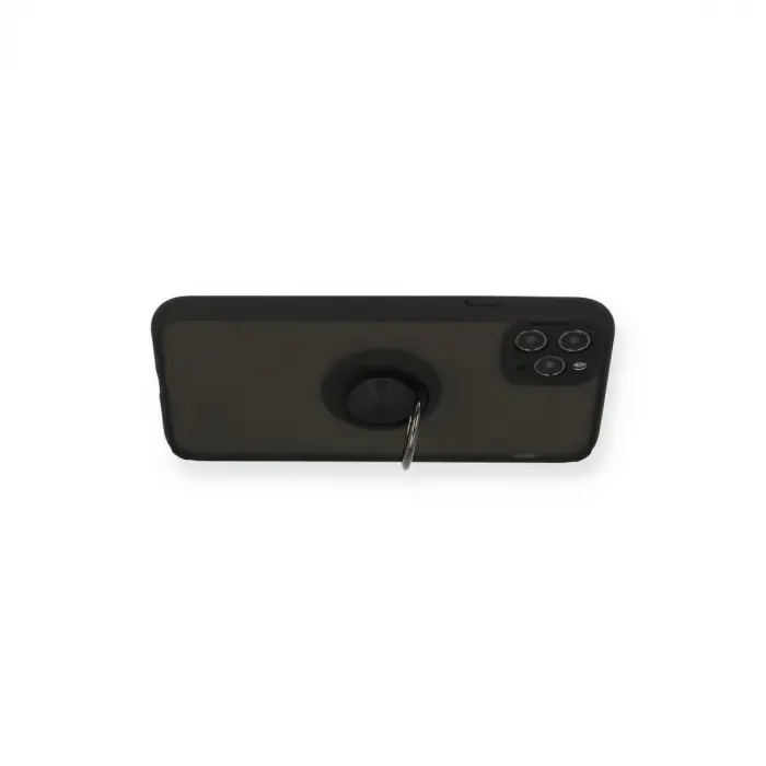 iPhone 11 Pro Kılıf Montreal Yüzüklü Silikon Kapak - Siyah