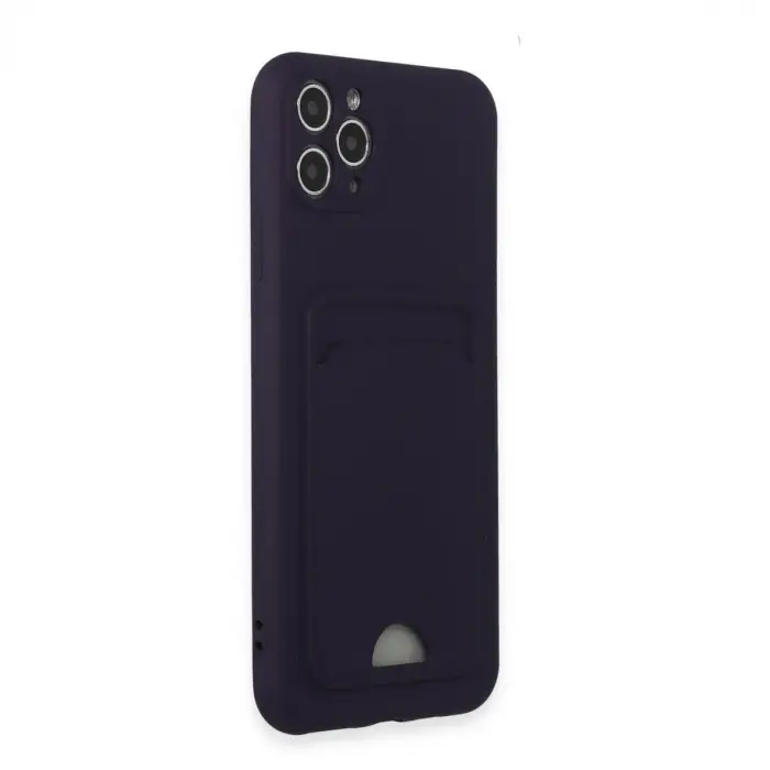 iPhone 11 Pro Max Kılıf Kelvin Kartvizitli Silikon - Derin Mor