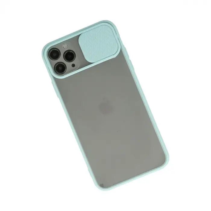 iPhone 11 Pro Max Kılıf Palm Buzlu Kamera Sürgülü Silikon - Turkuaz