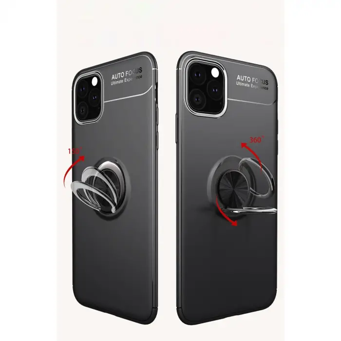 iPhone 11 Pro Max Kılıf Range Yüzüklü Silikon - Siyah