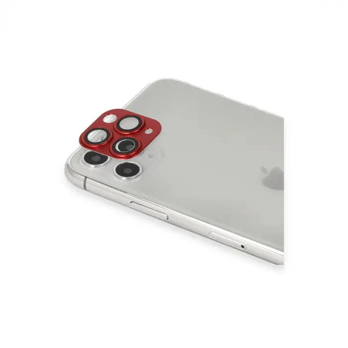 iPhone 11 Pro Max Pers Alüminyum Kamera Lens - Kırmızı
