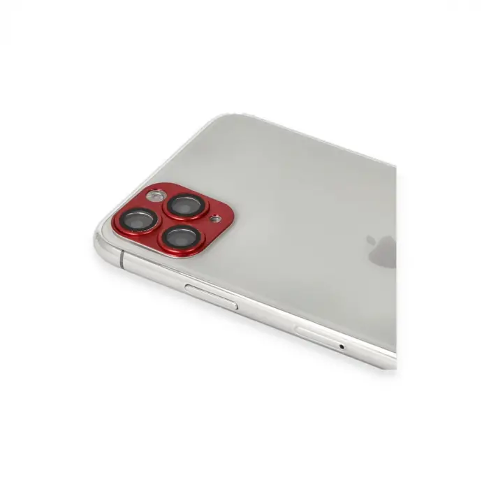 iPhone 11 Pro Max Pers Alüminyum Kamera Lens - Kırmızı