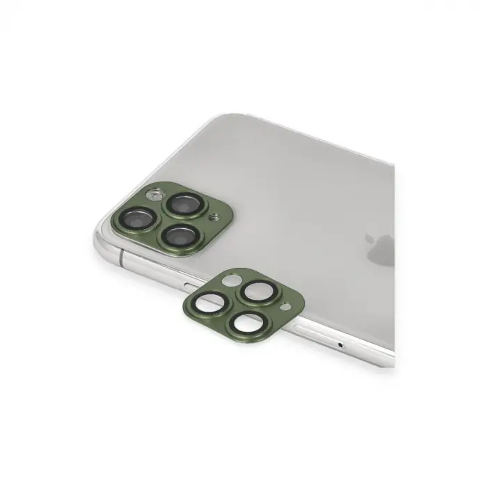 iPhone 11 Pro Max Pers Alüminyum Kamera Lens - Yeşil