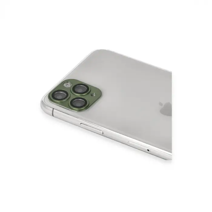 iPhone 11 Pro Max Pers Alüminyum Kamera Lens - Yeşil