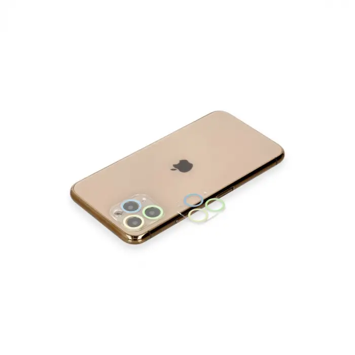 iPhone 11 Pro Renkli Kamera Lens Koruma Cam - Yeşil-Sarı