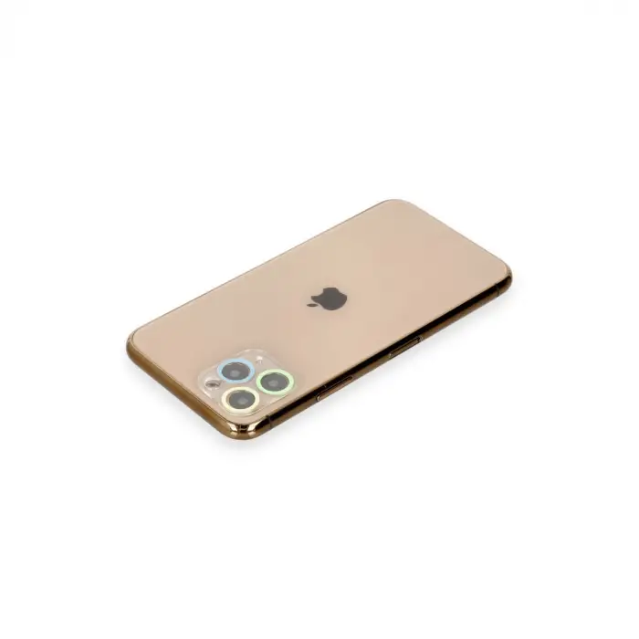 iPhone 11 Pro Renkli Kamera Lens Koruma Cam - Yeşil-Sarı