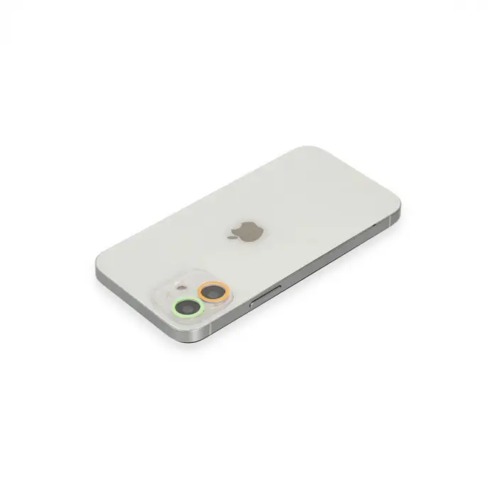 iPhone 11 Renkli Kamera Lens Koruma Cam - Turuncu-Yeşil
