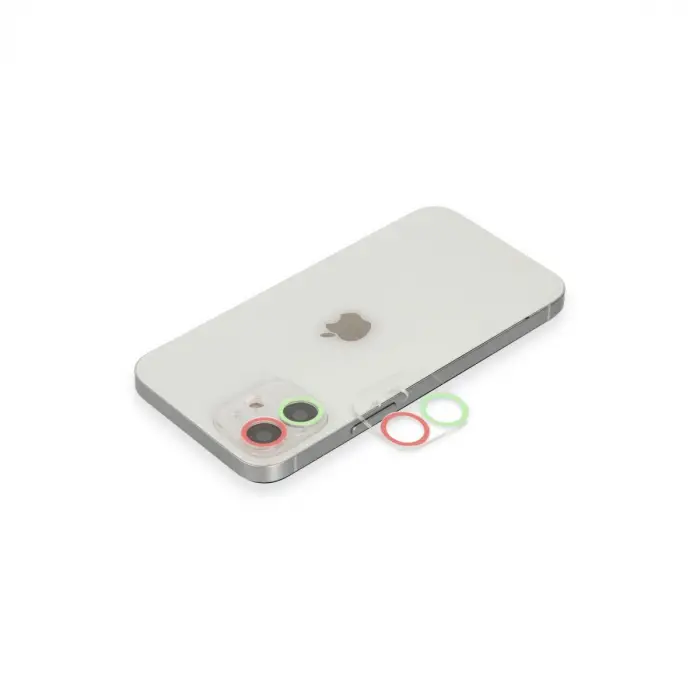 iPhone 11 Renkli Kamera Lens Koruma Cam - Yeşil-Pembe