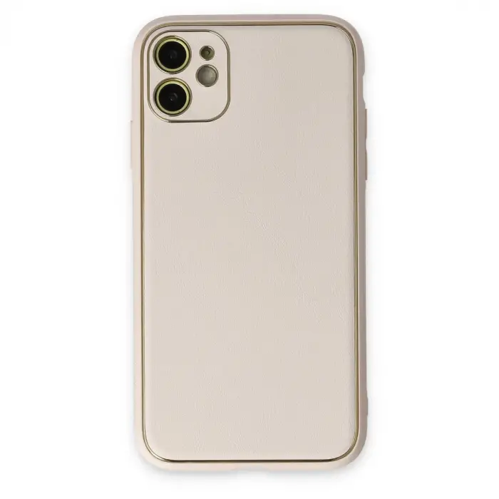 iPhone 12 Kılıf Coco Deri Silikon Kapak - Beyaz