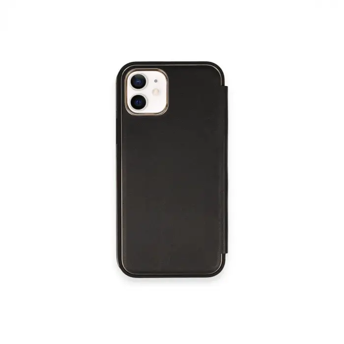iPhone 12 Kılıf Dolpin Kapaklı - Siyah