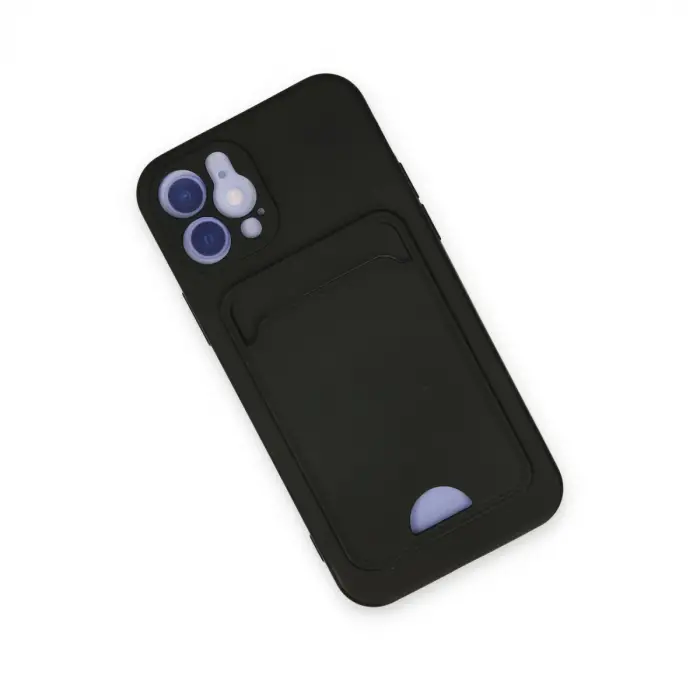 iPhone 12 Kılıf Kelvin Kartvizitli Silikon - Siyah