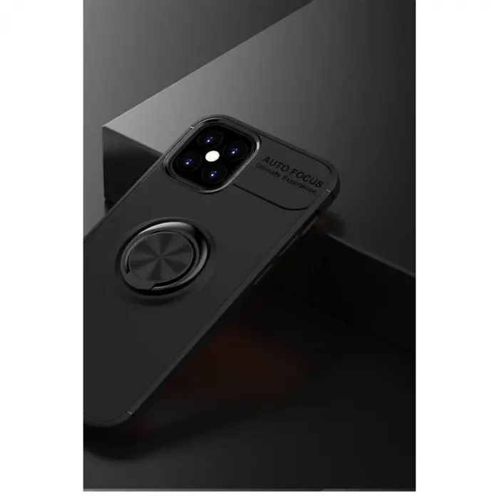 iPhone 12 Mini Kılıf Range Yüzüklü Silikon - Siyah