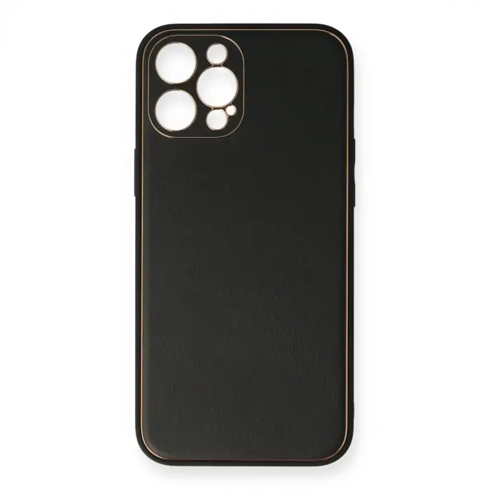 iPhone 12 Pro Kılıf Coco Deri Silikon Kapak - Siyah