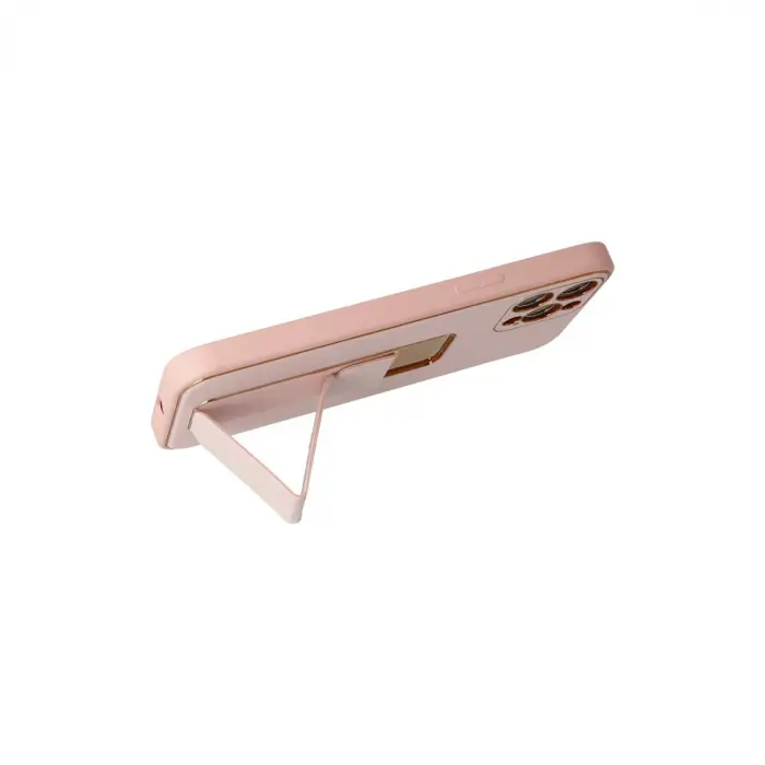 iPhone 12 Pro Kılıf Coco Deri Standlı Kapak - Pembe