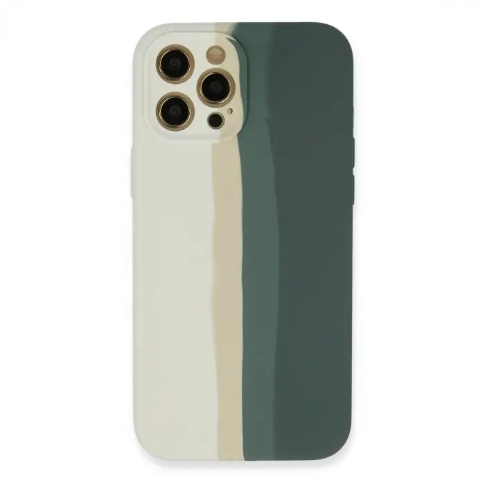 iPhone 12 Pro Kılıf Ebruli Lansman Silikon - Beyaz-Gri