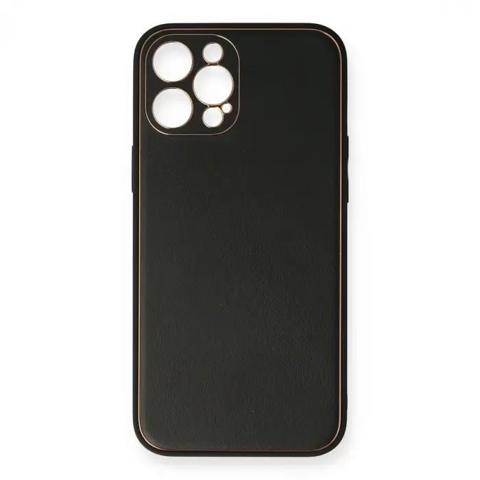 iPhone 12 Pro Max Kılıf Coco Deri Silikon Kapak - Siyah