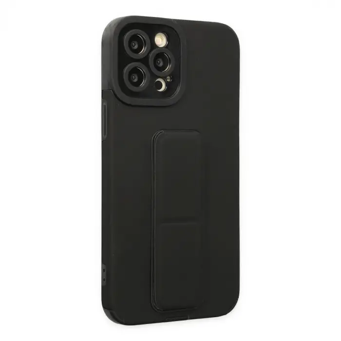 iPhone 12 Pro Max Kılıf Mega Standlı Silikon - Siyah
