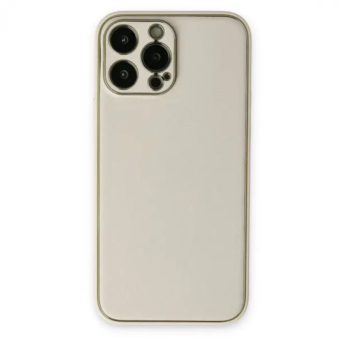 iPhone 13 Pro Kılıf Coco Deri Silikon Kapak - Beyaz