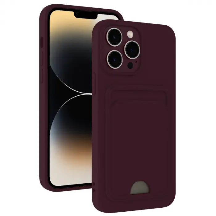iPhone 13 Pro Kılıf Kelvin Kartvizitli Silikon - Derin Mor