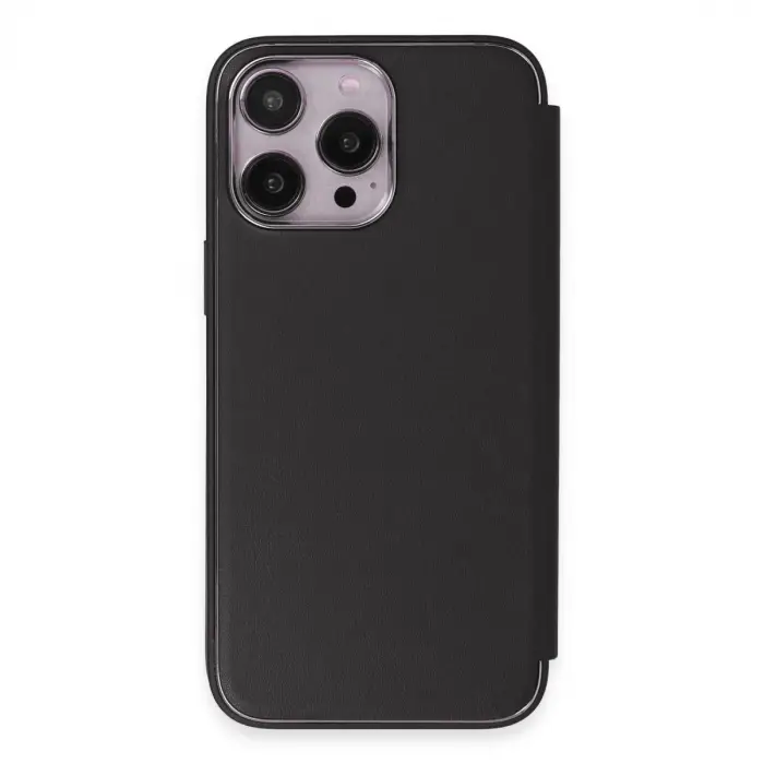iPhone 13 Pro Max Kılıf Dolpin Kapaklı - Siyah