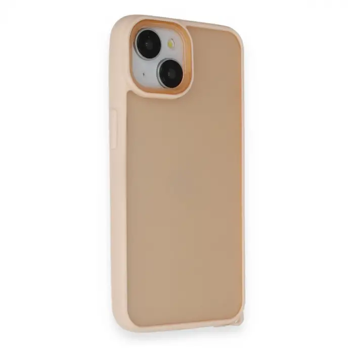 iPhone 14 Kılıf Elegant Kapak - Pudra
