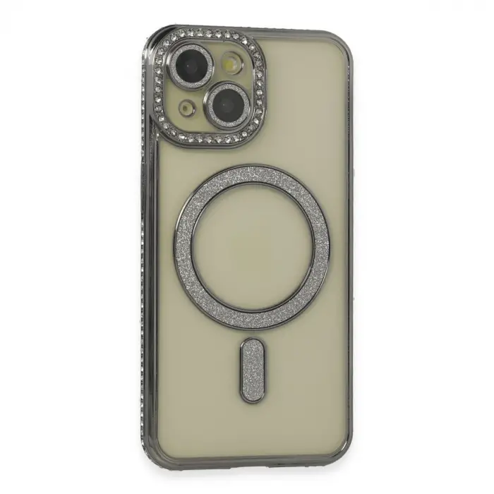 iPhone 14 Kılıf Joke Simli Magneticsafe Kılıf - Gri