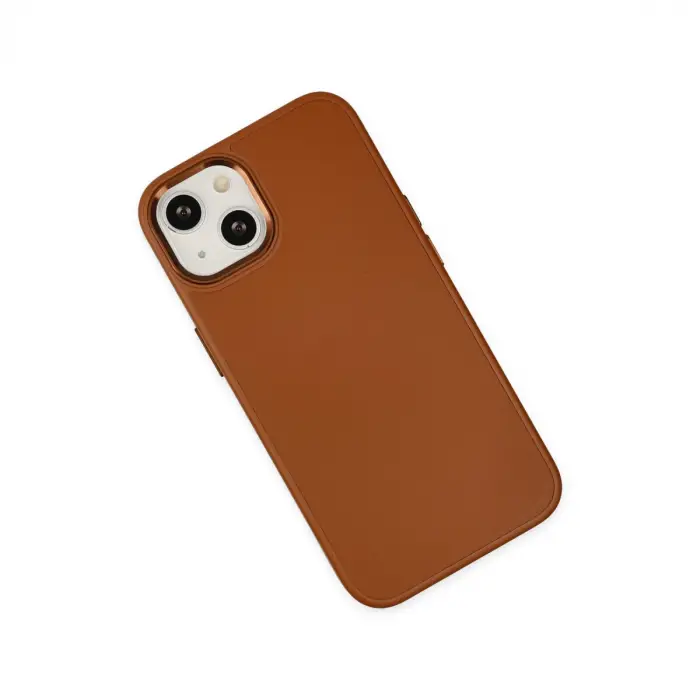 iPhone 14 Plus Kılıf Asya Deri Silikon - Kahverengi
