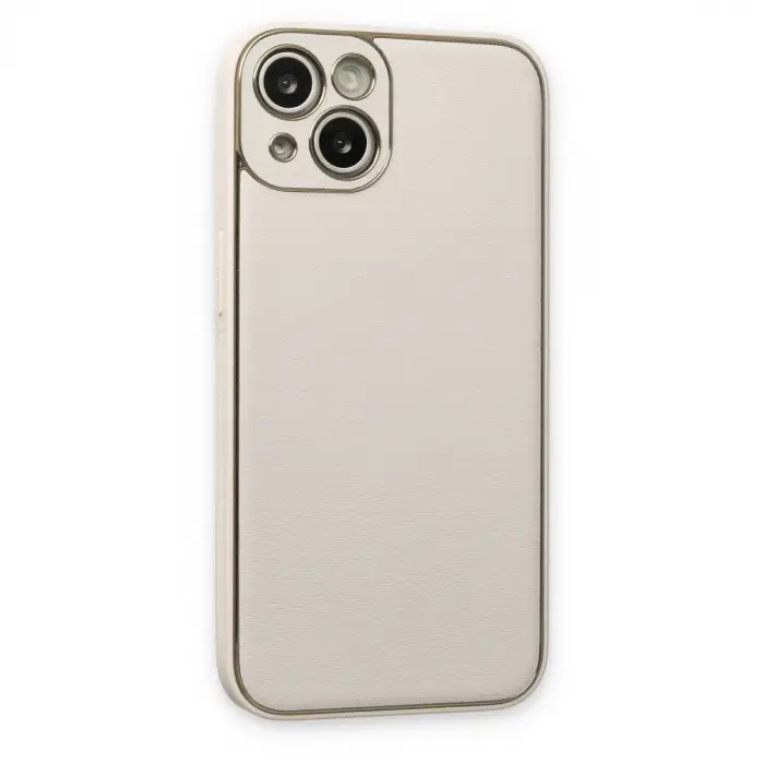 iPhone 14 Plus Kılıf Coco Deri Silikon Kapak - Beyaz