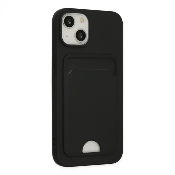 iPhone 14 Plus Kılıf Kelvin Kartvizitli Silikon - Siyah