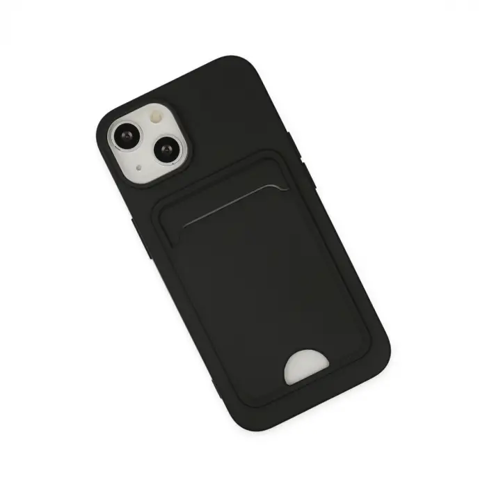 iPhone 14 Plus Kılıf Kelvin Kartvizitli Silikon - Siyah