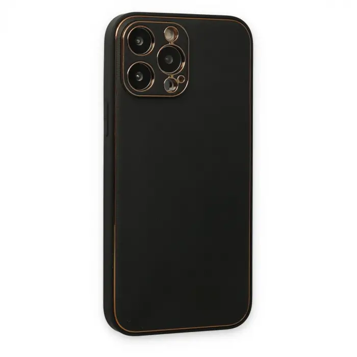 iPhone 14 Pro Kılıf Coco Deri Silikon Kapak - Siyah