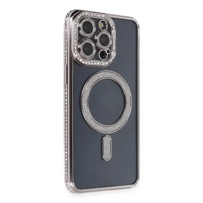 iPhone 14 Pro Kılıf Joke Simli Magneticsafe Kılıf - Gri