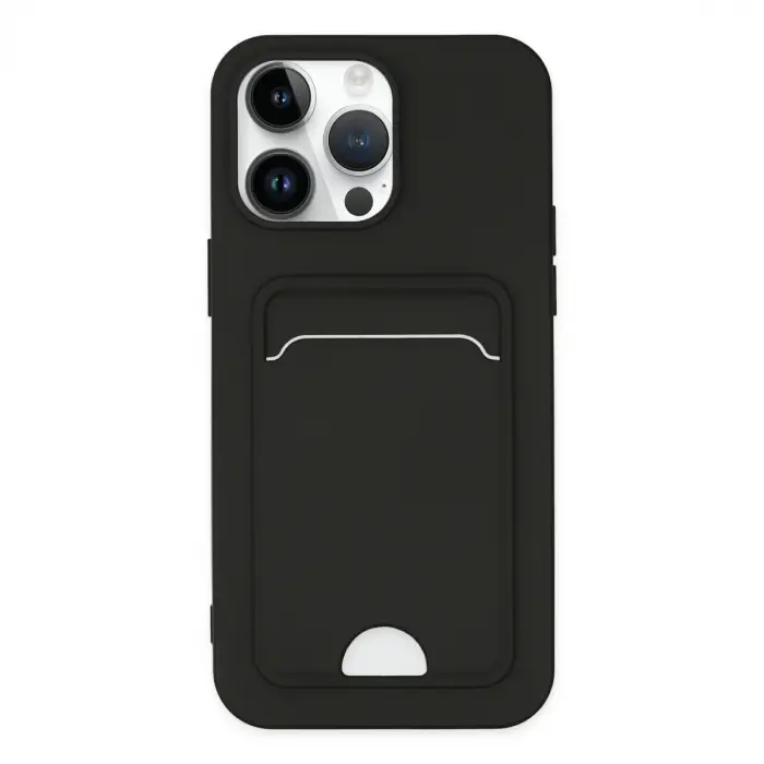 iPhone 14 Pro Kılıf Kelvin Kartvizitli Silikon - Siyah