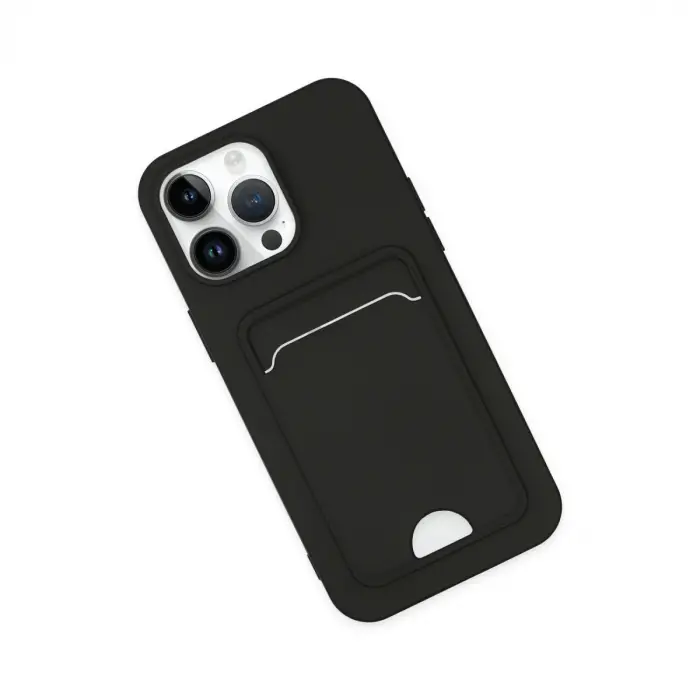 iPhone 14 Pro Kılıf Kelvin Kartvizitli Silikon - Siyah