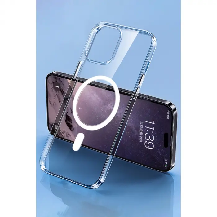 iPhone 14 Pro Max Kılıf Tron Şeffaf Magsafe Kapak - Şeffaf