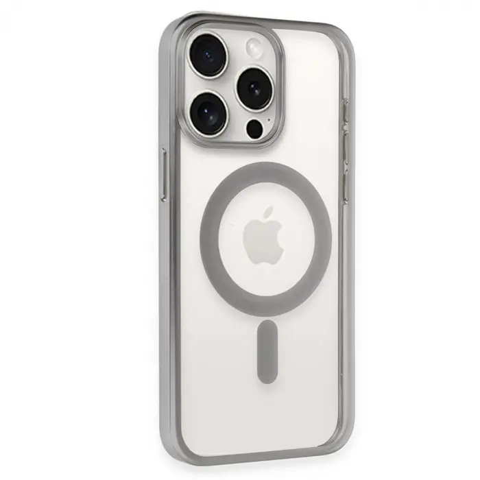 iPhone 15 Pro Max Kılıf Erozi Magsafe Kapak - Gümüş