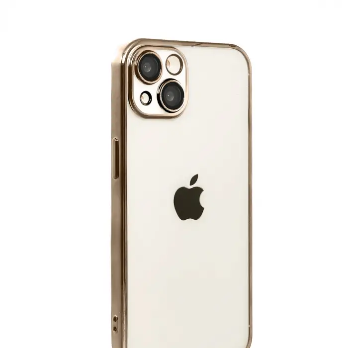 iPhone 15 Razer Lensli Silikon - Çöl Titanyum