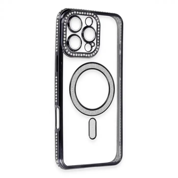iPhone 16 Pro Kılıf Joke Simli Magneticsafe Kılıf - Siyah
