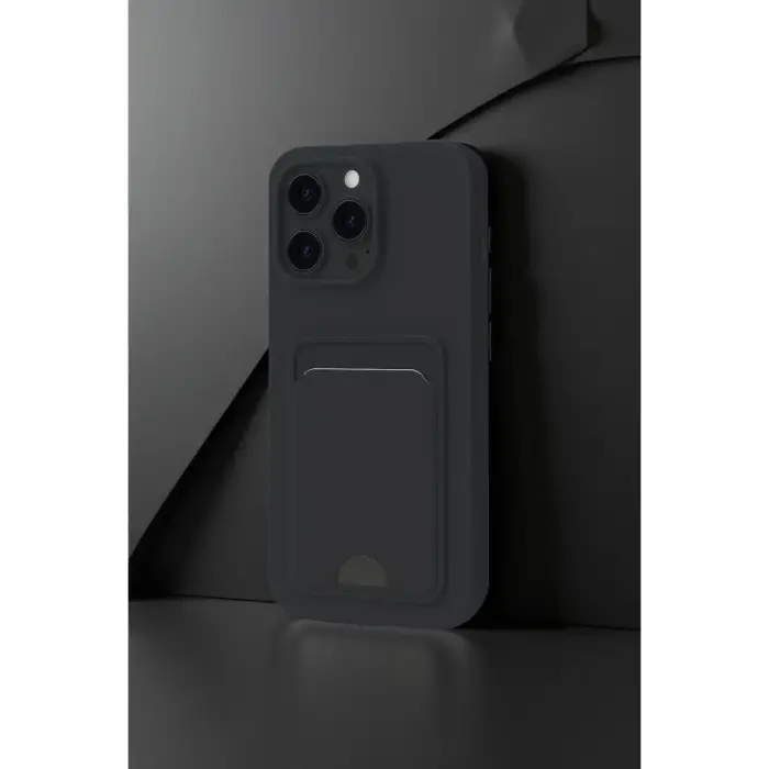 iPhone 16 Pro Kılıf Kelvin Kartvizitli Silikon - Siyah