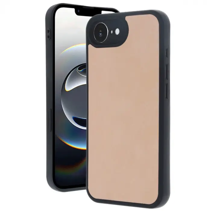 iPhone 16E Kılıf Aras Deri Kapak - Pudra