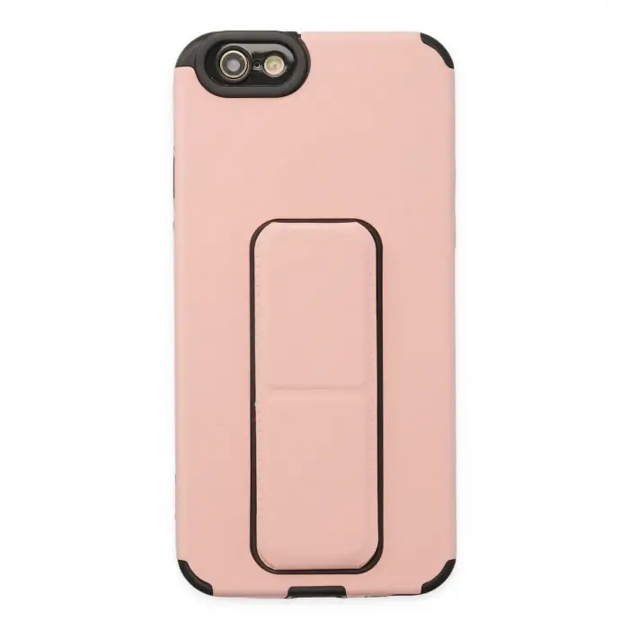 iPhone 6 Kılıf Mega Standlı Silikon - Pudra