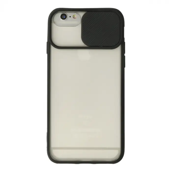 iPhone 6 Plus Kılıf Palm Buzlu Kamera Sürgülü Silikon - Siyah