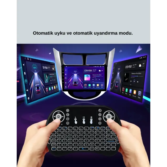 Işıklı Kablosuz Mini Klavye – 2.4 GHz, Dokunmatik Mouse Özellikli