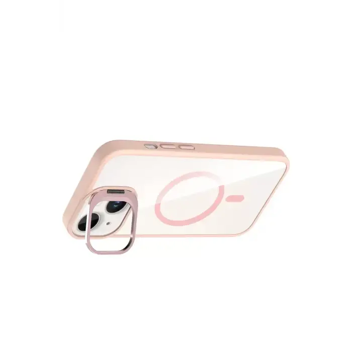 Joko Apple iPhone 13 Remim Lensli Magsafe Standlı Kapak - Pembe