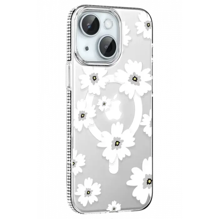 Joko Apple iPhone 14 Floral Magsafe Kapak - Beyaz