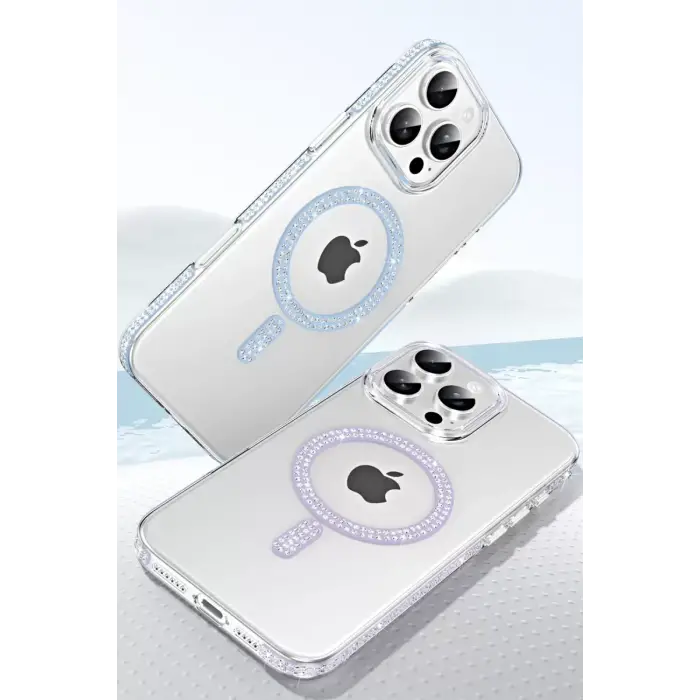 Joko Apple iPhone 14 Pro Max Move Taşlı Magsafe Kapak - Gümüş