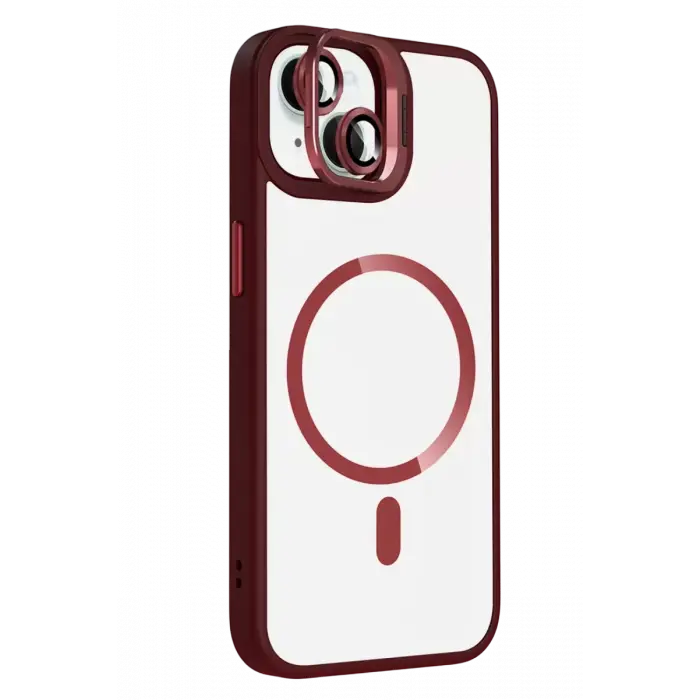 Joko Apple iPhone 14 Remim Lensli Magsafe Standlı Kapak - Bordo