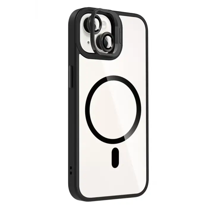 Joko Apple iPhone 15 Plus Remim Lensli Magsafe Standlı Kapak - Siyah